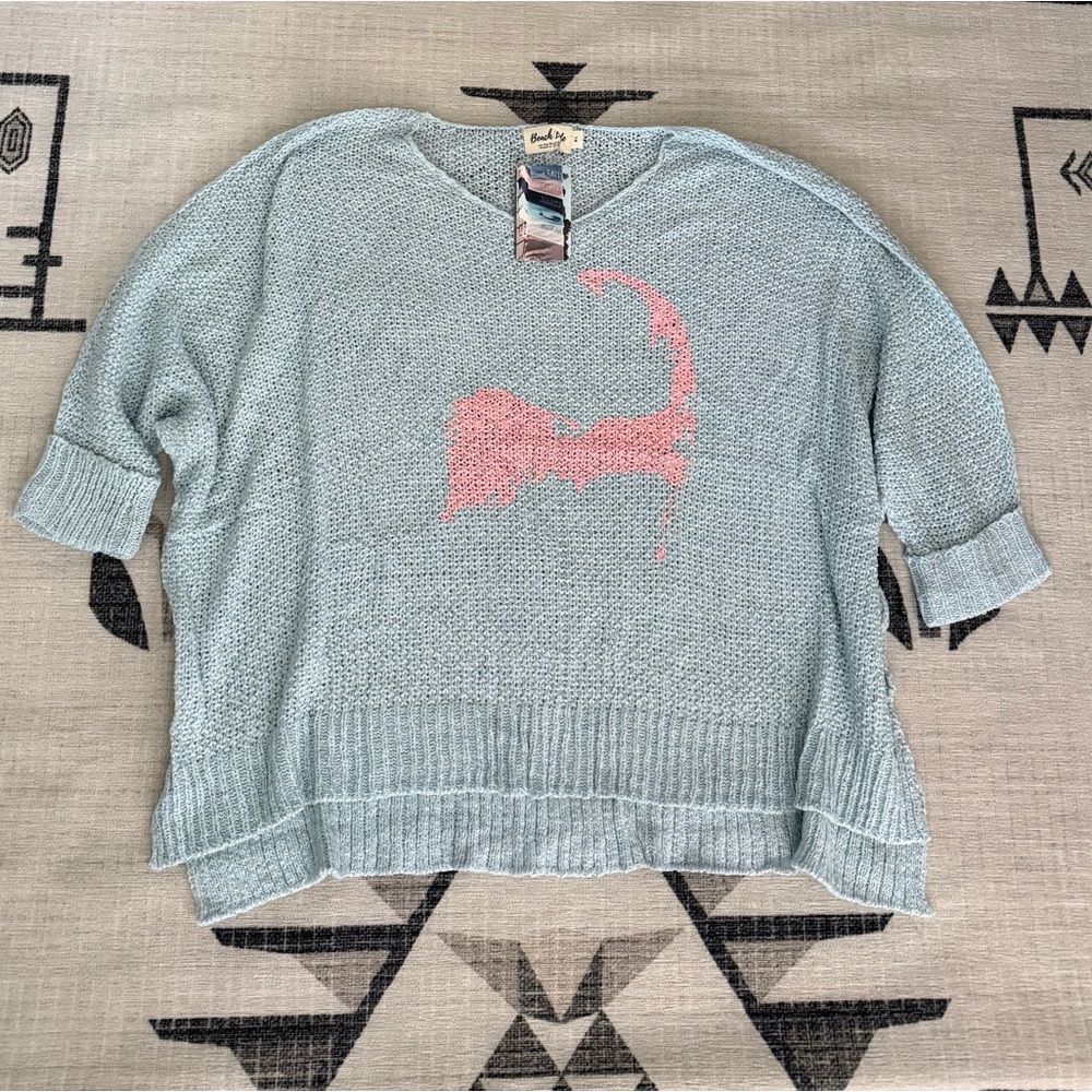 NWT "Beach Life" Cape Cod Map Slouchy Knit Sweater, S-L